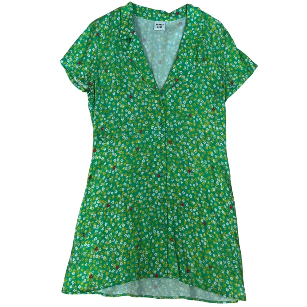 Sunday Best Aritzia Vida Floral Dress in Lawn Green / Daisy